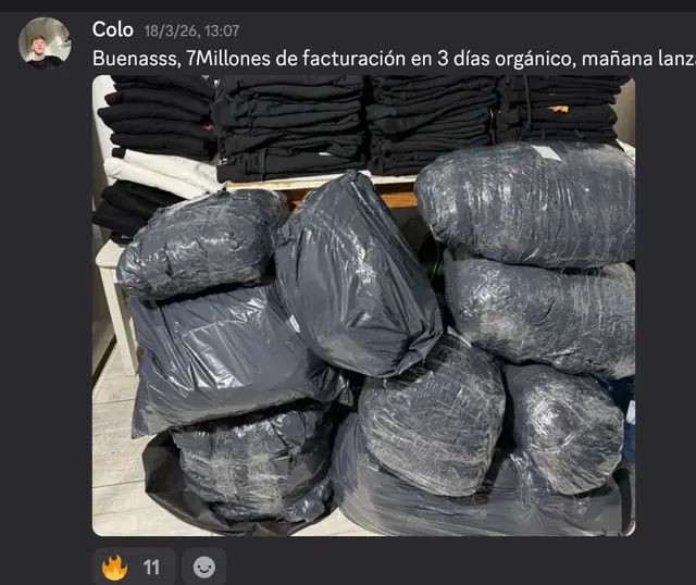 Foto del Discord: Colo · 7 millones de facturación en 3 días, orgánico