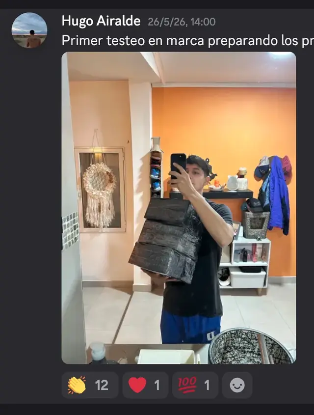 Foto del Discord: Hugo Airalde · Primer testeo en marca